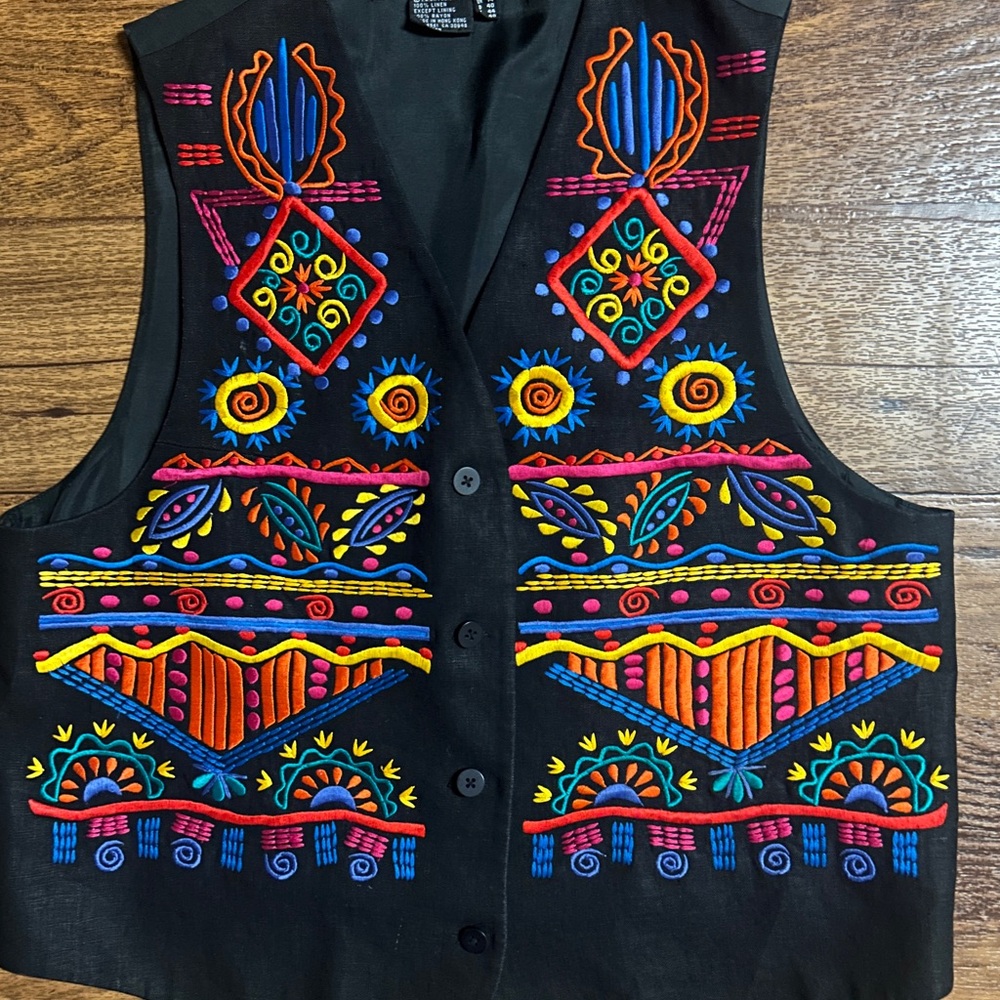 Ib Diffusion Size 10 Black/Multi-Colors Embroider… - image 4